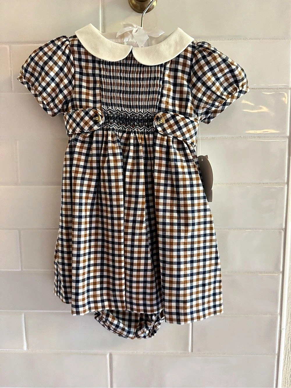 Edgehill Collection DP3051 Plaid Collared Dress Baby 9M NWT